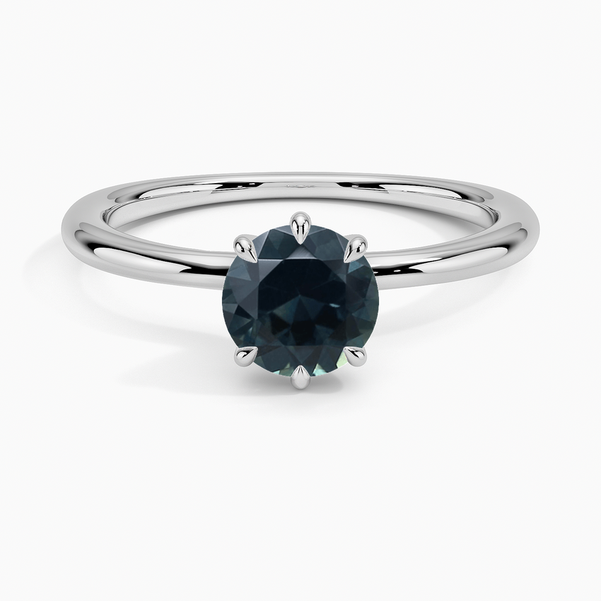 Sapphire Freesia Six-Prong Solitaire Ring in 14K White Gold