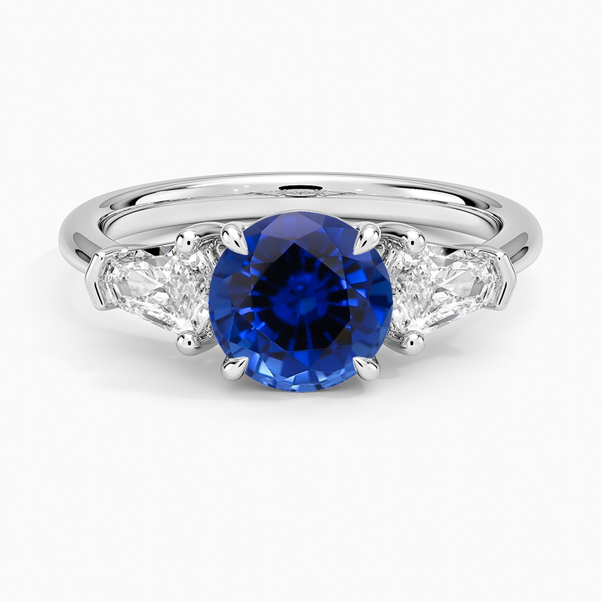Sapphire Shield Cut Three Stone Diamond Ring (1/2 ct. tw.) in 18K White Gold