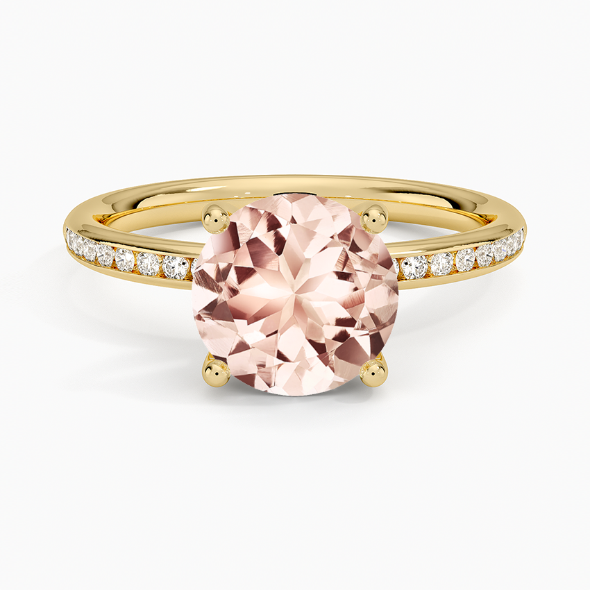 Morganite Tabitha Channel Set Diamond Ring in 18K Yellow Gold