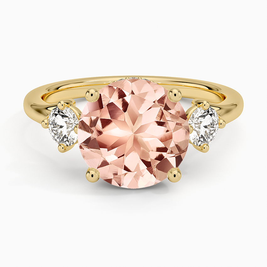 Morganite Luxe Floating Three Stone Diamond Ring (1/3 ct. tw.) in 14K Yellow Gold