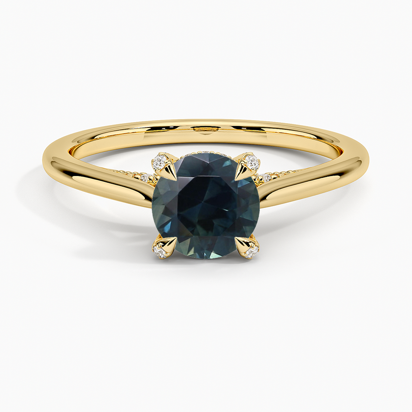 Sapphire Adorned Dawn Diamond Ring in 18K Yellow Gold