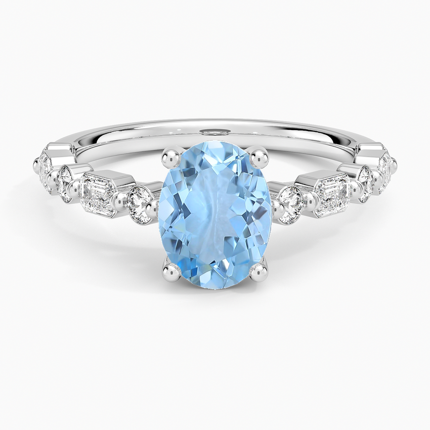 Aquamarine Kensington Half Coverage Diamond Ring (1/2 Ct. Tw.) in 18K White Gold
