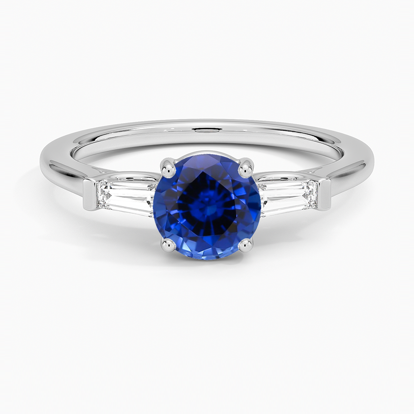 Sapphire Perfect Fit Tapered Baguette Diamond Ring in 18K White Gold