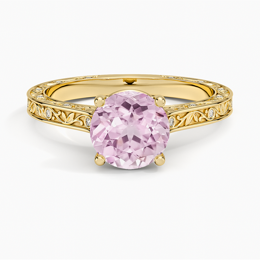 Lab Grown Sapphire Grove Perfect Fit Engraved Diamond Ring (1/10 ct. tw.) in 18K Yellow Gold