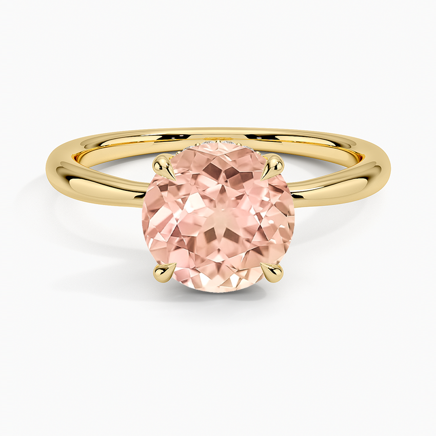 Lab Grown Sapphire Freesia Hidden Halo Diamond Ring in 18K Yellow Gold