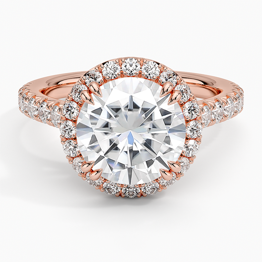 Moissanite Sienna Halo Half Coverage Diamond Ring (2/3 ct. tw.) in 14K Rose Gold