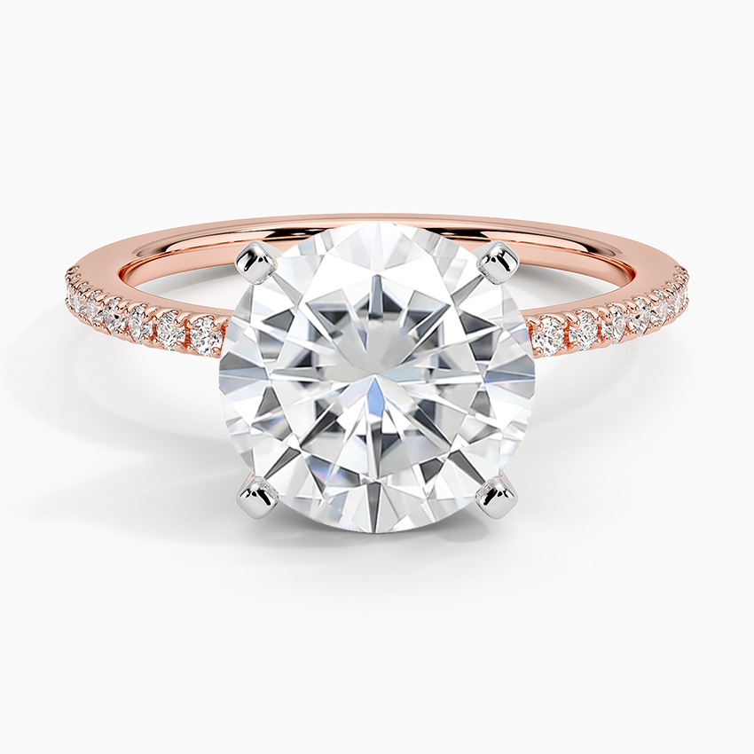 Moissanite Ballad Half Coverage Diamond Ring (1/8 ct. tw.) in 14K Rose Gold