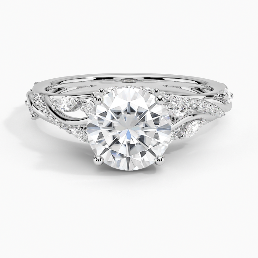 Moissanite Begonia Vine Lab Diamond Ring (1/2 Ct. Tw.) in 14K White Gold