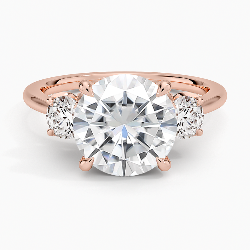 Moissanite Petal Three Stone Diamond Ring (2/3 ct. tw.) in 14K Rose Gold