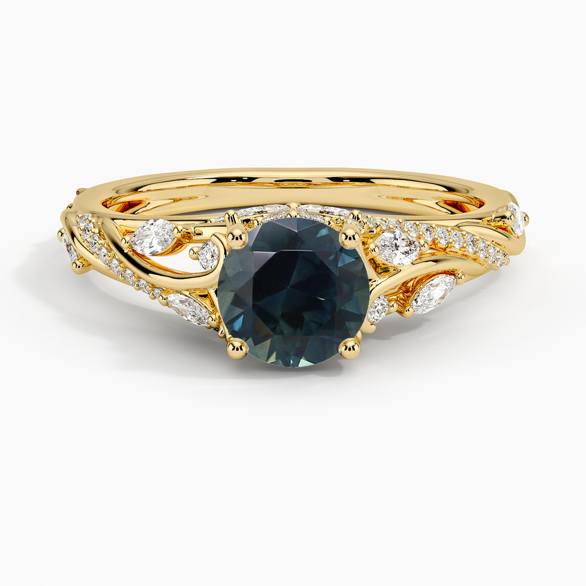 Sapphire Begonia Vine Diamond Ring (1/2 ct. tw.) in 14K Yellow Gold