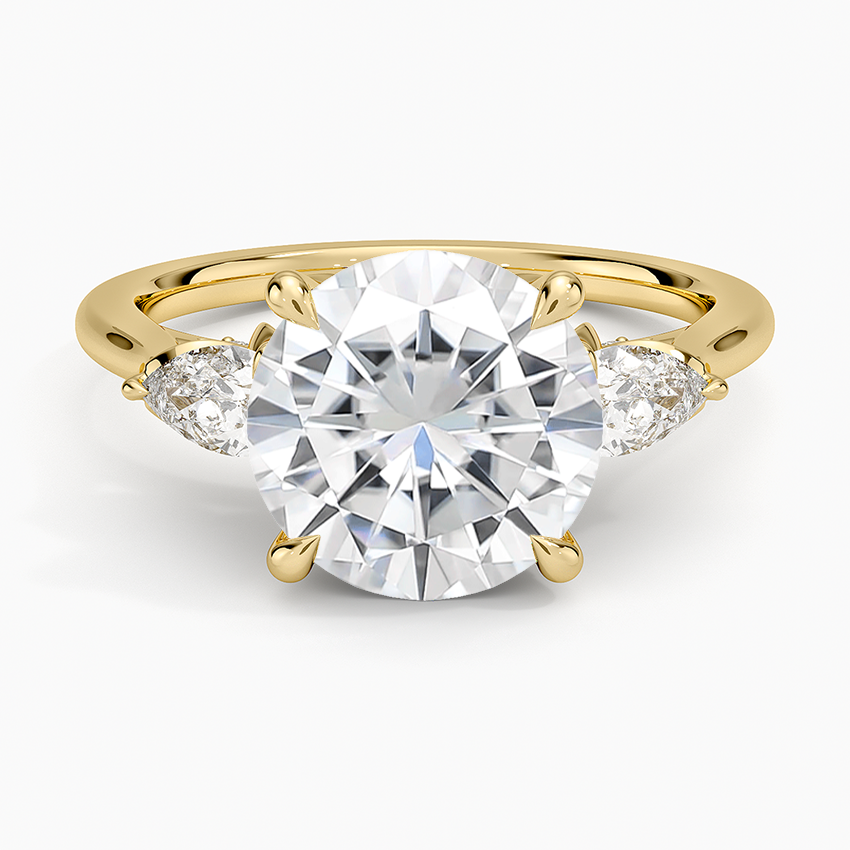 Moissanite Petal Pear Three Stone Diamond Ring (1/2 ct. tw.) in 14K Yellow Gold