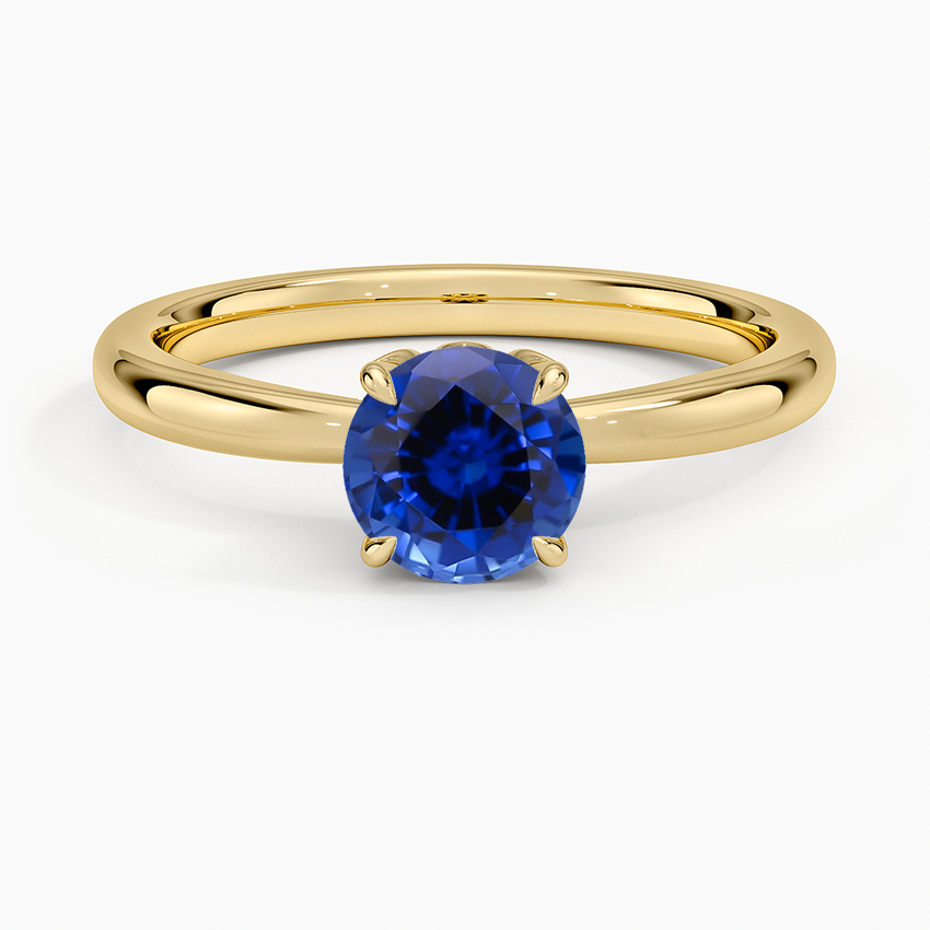Sapphire Petal 2mm Solitaire Ring in 18K Yellow Gold