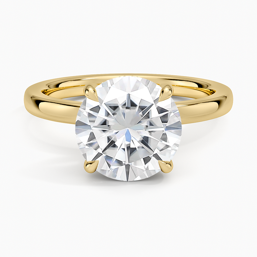 Moissanite Audrey Perfect Fit Hidden Halo 2mm Diamond Ring in 14K Yellow Gold