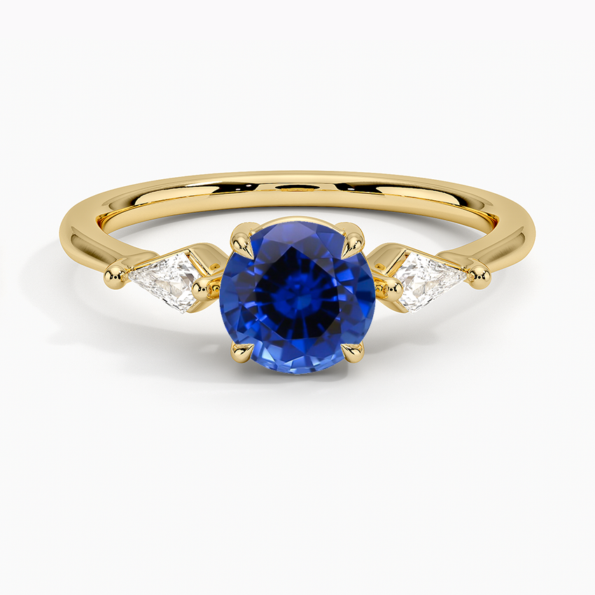 Sapphire Cometa Three Stone Diamond Ring in 18K Yellow Gold