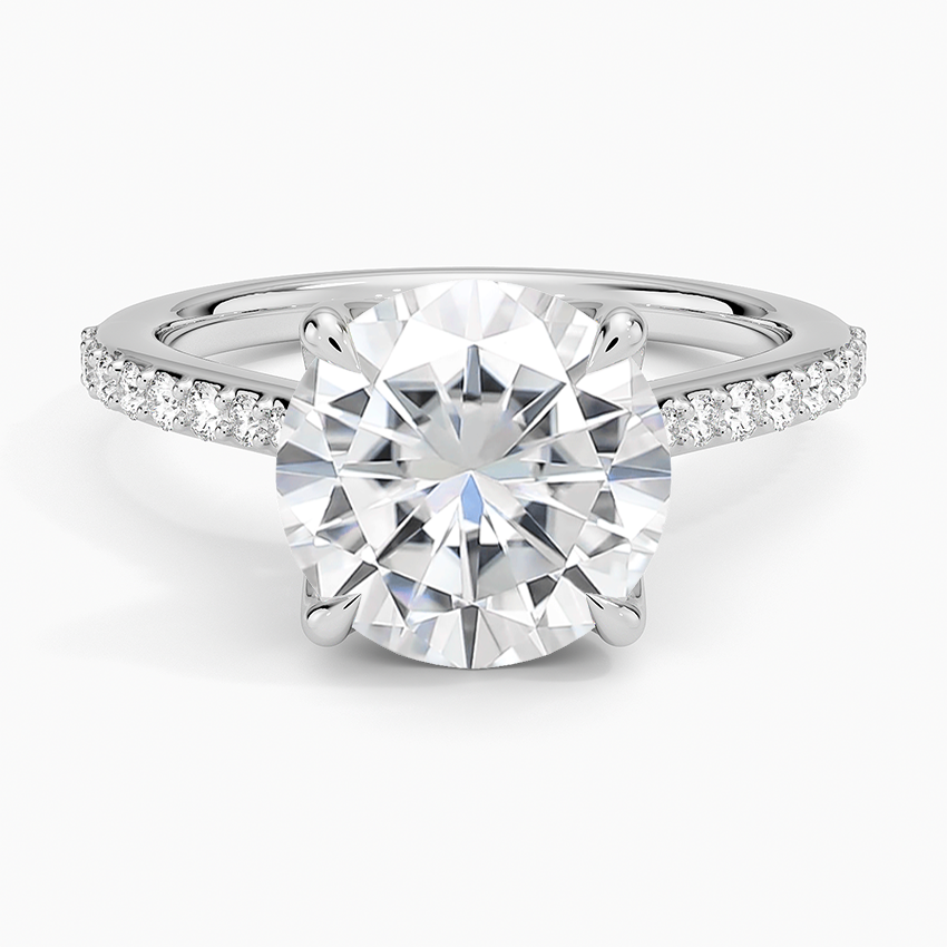 Moissanite Elodie Cathedral Diamond Ring in 14K White Gold