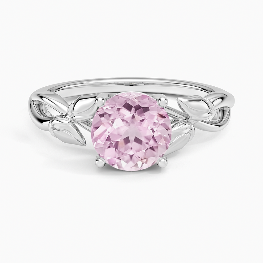 Lab Grown Sapphire Budding Willow Solitaire Ring in 14K White Gold