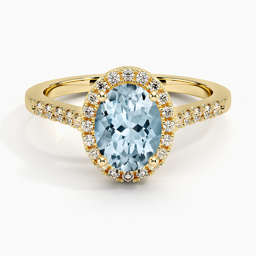 Yellow Gold Aquamarine Odessa Diamond Ring (1/5 ct. tw.)