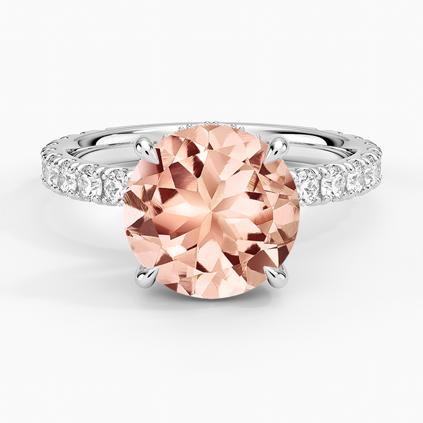 Morganite Grand Perfect Fit Three-Quarter Diamond Ring in 14K White Gold