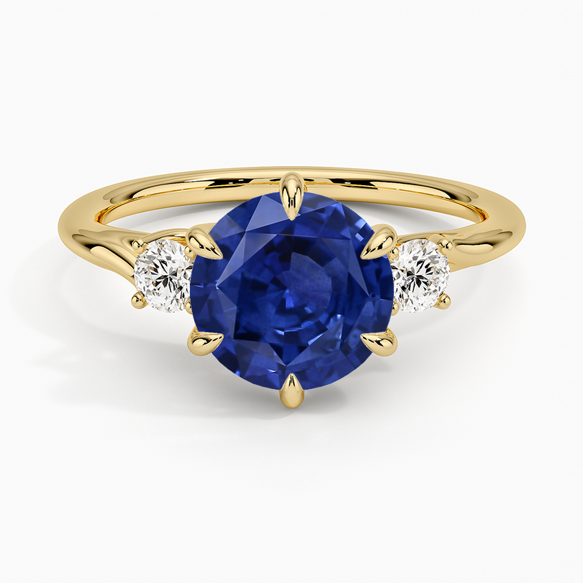 Sapphire Delilah Three Stone Diamond Ring in 14K Yellow Gold