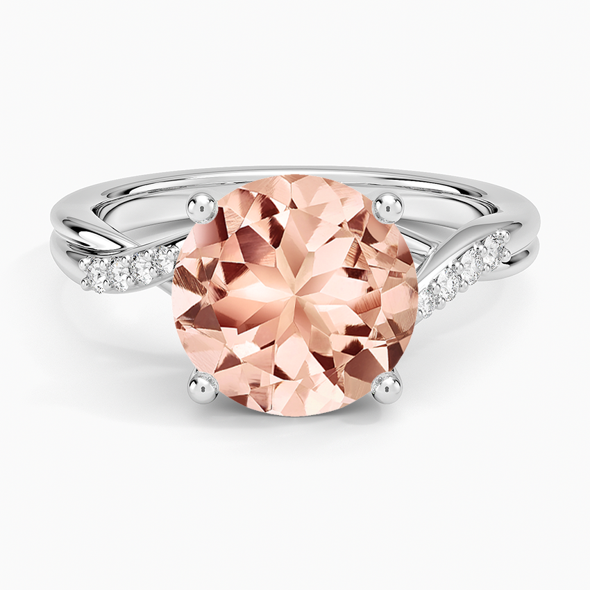 Morganite Chamise Diamond Ring (1/15 ct. tw.) in 14K White Gold