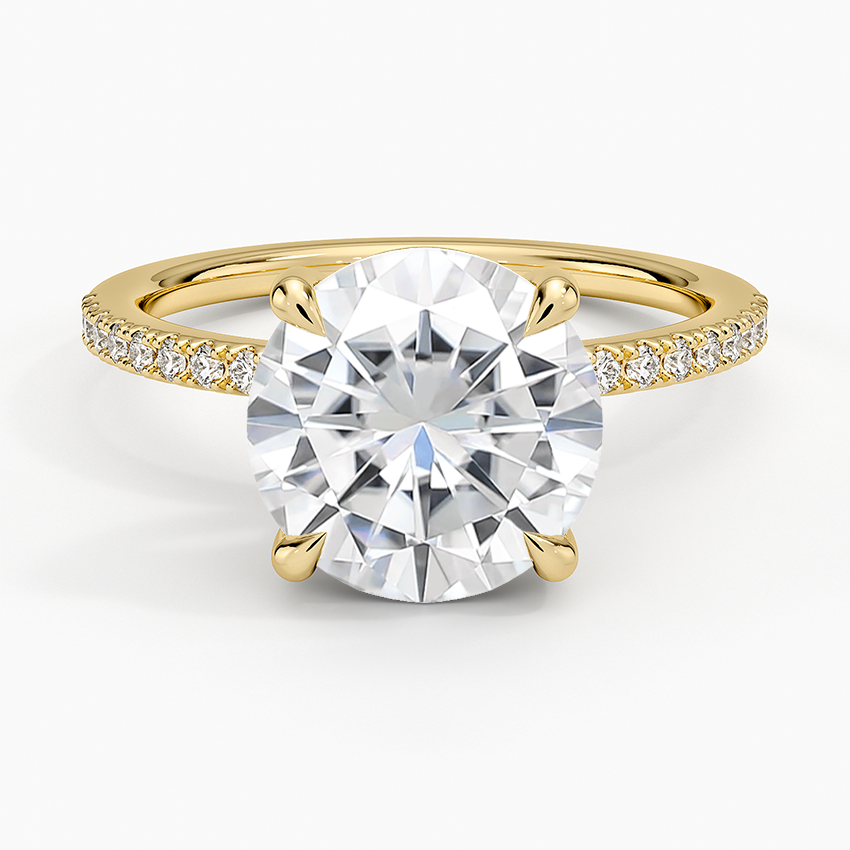Moissanite Perfect Fit Half Coverage Diamond Ring in 14K Yellow Gold
