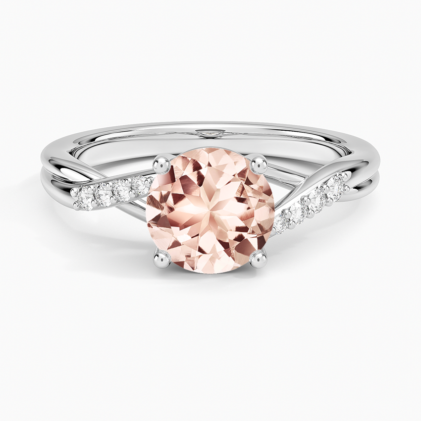 Morganite Chamise Diamond Ring (1/15 Ct. Tw.) in 14K White Gold
