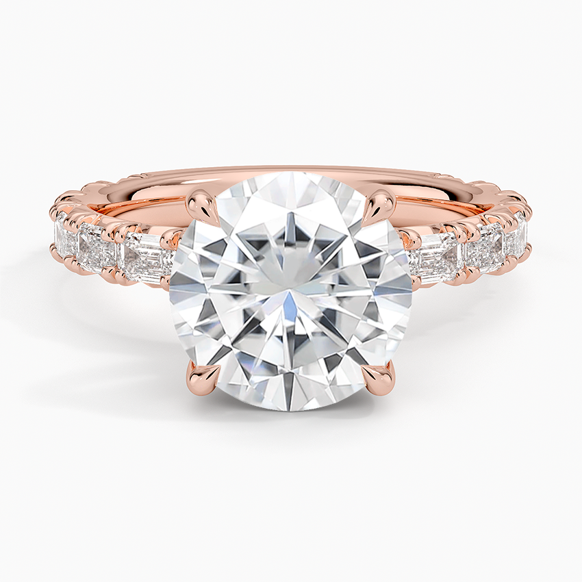 Moissanite Nathalie Emerald-Cut Diamond Ring (3/4 ct. tw.) in 14K Rose Gold