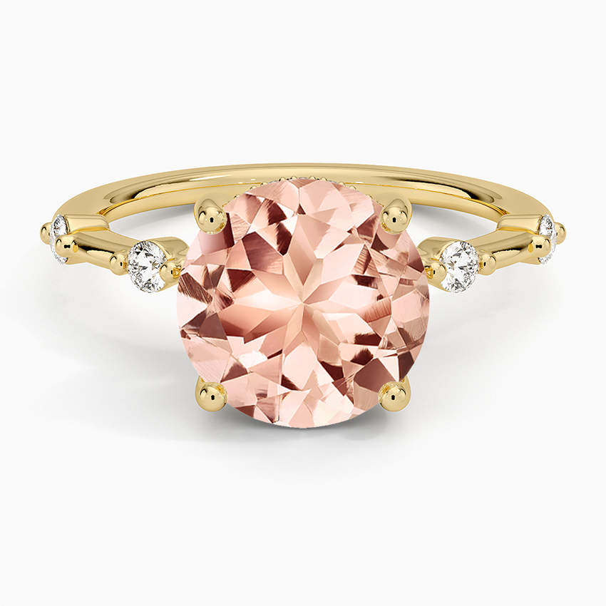 Morganite Aimee Hidden Halo Diamond Ring in 14K Yellow Gold