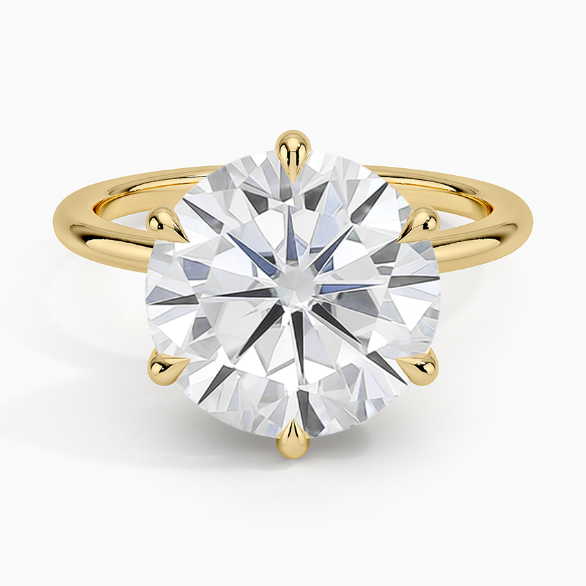 Moissanite Fairmined 1.5mm Six-Prong Solitaire Ring in 18K Yellow Gold