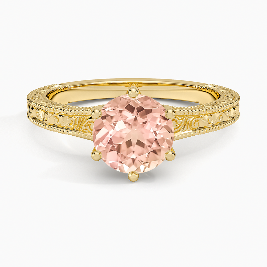 Lab Grown Sapphire Hudson Engraved Ring in 14K Yellow Gold