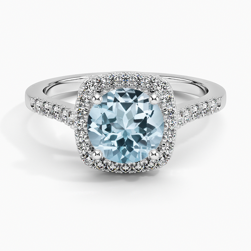 Aquamarine Odessa Diamond Ring (1/5 ct. tw.) in Platinum
