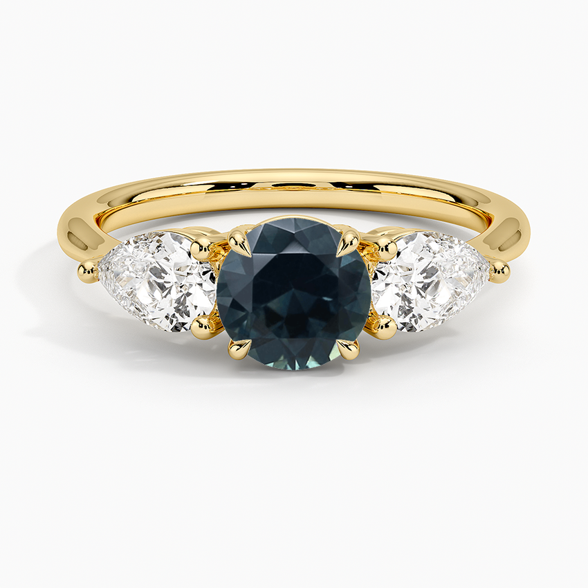 Sapphire Luxe Opera Three Stone Diamond Ring in 18K Yellow Gold
