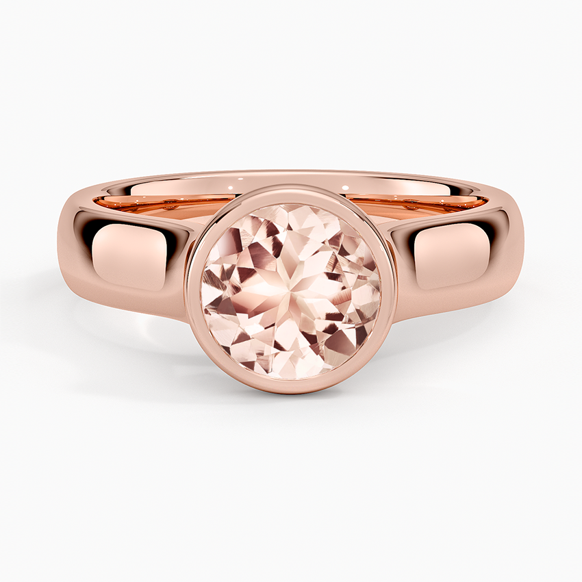 Morganite Luna 4mm Bezel Ring in 14K Rose Gold