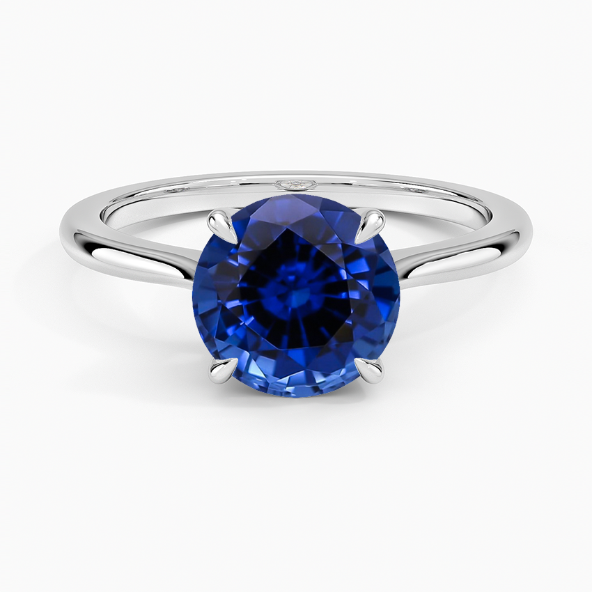 Lab Grown Sapphire Elle Solitaire Ring in 18K White Gold