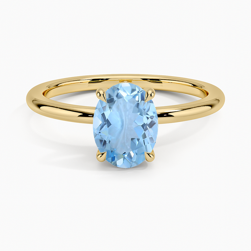 Aquamarine Fairmined 1.5mm Comfort Fit Ring in 18K Yellow Gold