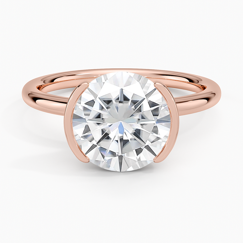 Moissanite Annika Semi-Bezel Solitaire Ring in 14K Rose Gold
