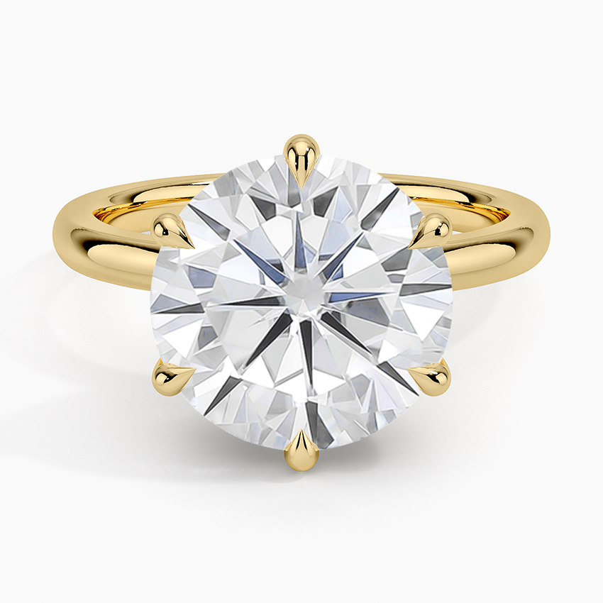 Moissanite Fairmined 2mm Six-Prong Solitaire Ring in 18K Yellow Gold