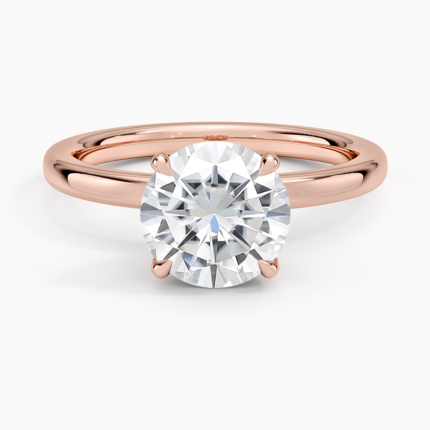 Moissanite 2mm Petite Elodie Perfect Fit Solitaire Ring in 14K Rose Gold