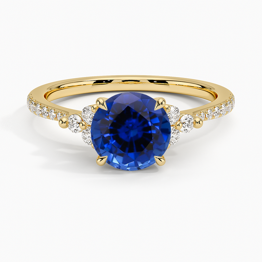 Sapphire Melody Pavé Diamond Ring in 18K Yellow Gold