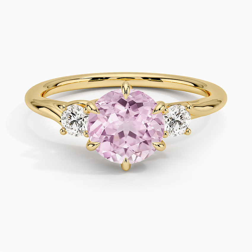 Lab Grown Sapphire Delilah Three Stone Diamond Ring in 18K Yellow Gold