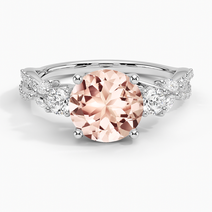 Oval Cut Pink Morganite Engagement Ring Moissanite Accented Promise Ring -  MollyJewelryUS