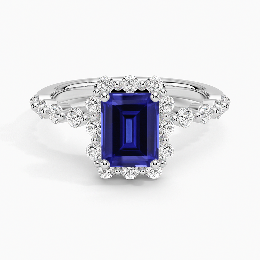 Sapphire Marseille Halo Diamond Ring (1/2 ct. tw.) in 18K White Gold