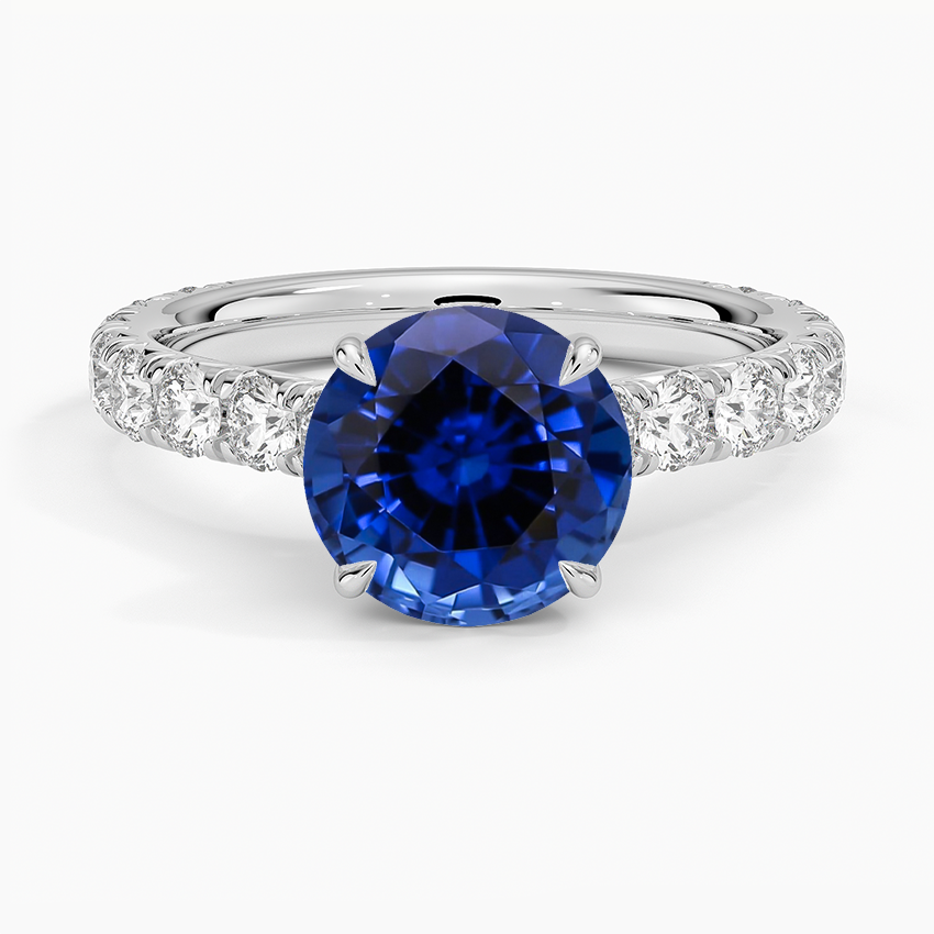 Lab Grown Sapphire Anthology Three-Quarter Coverage Diamond Ring in 18K White Gold