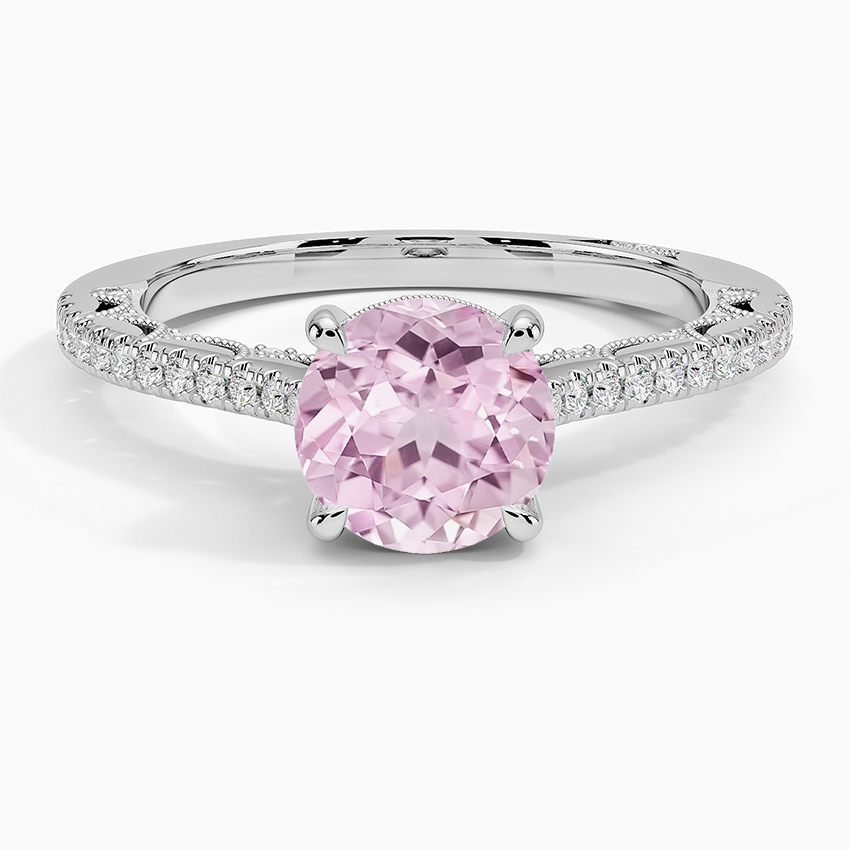 Lab Grown Sapphire Tacori Lunetta Crescent Cathedral Diamond Ring in 18K White Gold