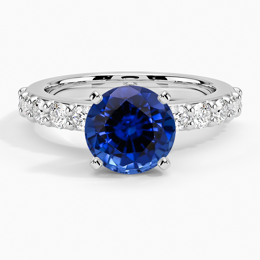 Lab Grown Sapphire Luxe Shared Prong Diamond Ring (1/2 ct. tw.) in 18K White Gold