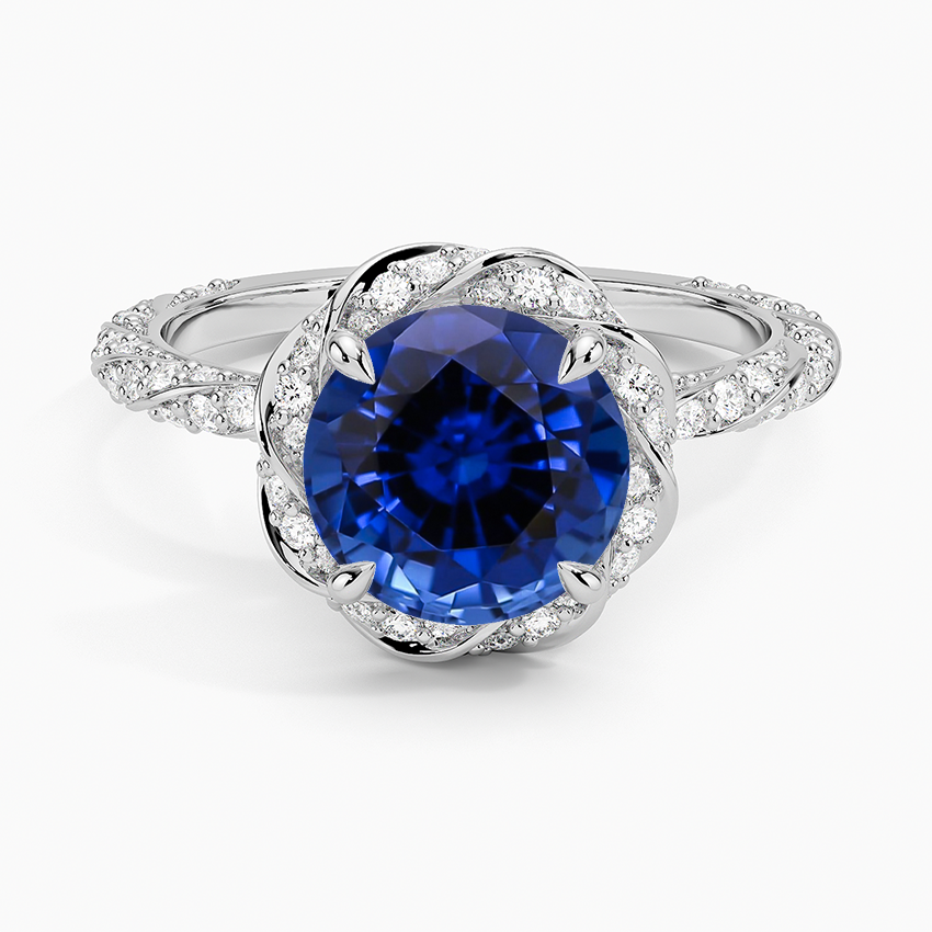 Lab Grown Sapphire Nova Halo Diamond Ring (1/2 ct. tw.) in 18K White Gold