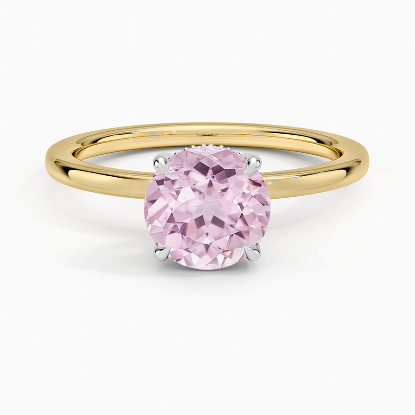 Lab Grown Sapphire Platinum Adorned Mixed Metal Diamond Ring in 18K Yellow Gold
