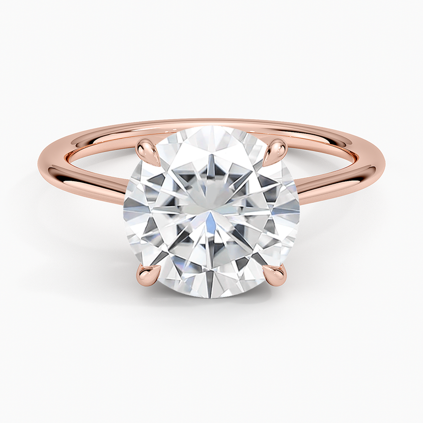 Moissanite Elle Hidden Halo Diamond Ring in 14K Rose Gold