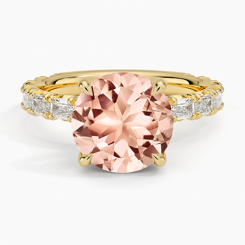 Morganite Nathalie Emerald-Cut Diamond Ring (3/4 ct. tw.) in 14K Yellow Gold