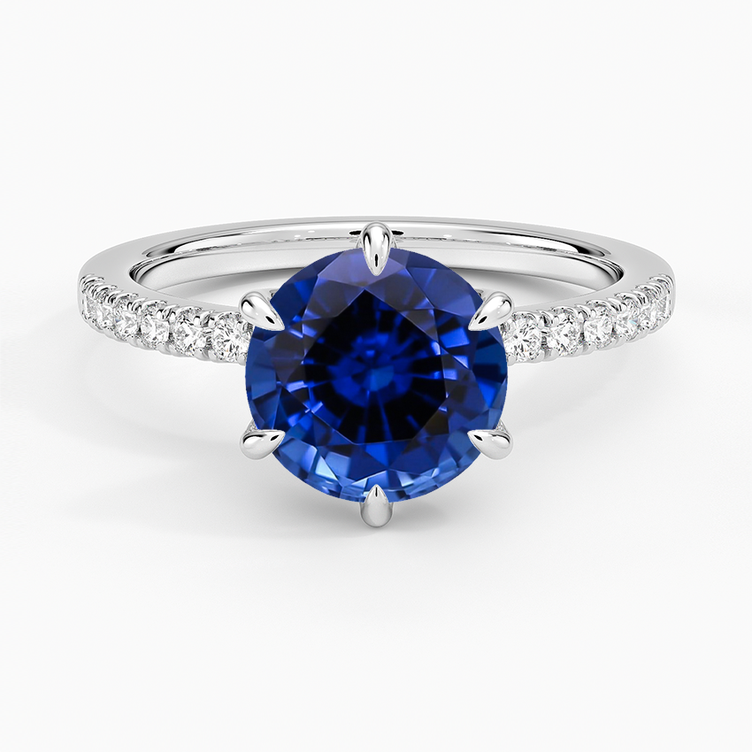 Lab Grown Sapphire Bliss Six-Prong Diamond Ring (1/6 ct. tw.) in 18K White Gold